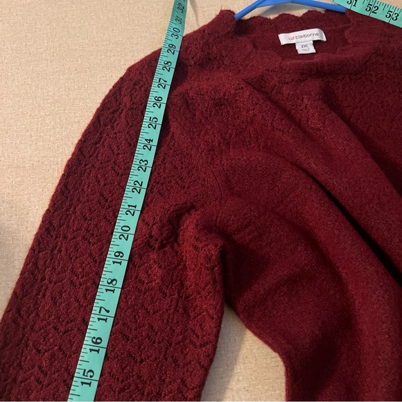 Liz Claiborne Woman Size XXL Pullover  Scalloped Crew Neck Sweater Maroon. - Picture 8 of 8